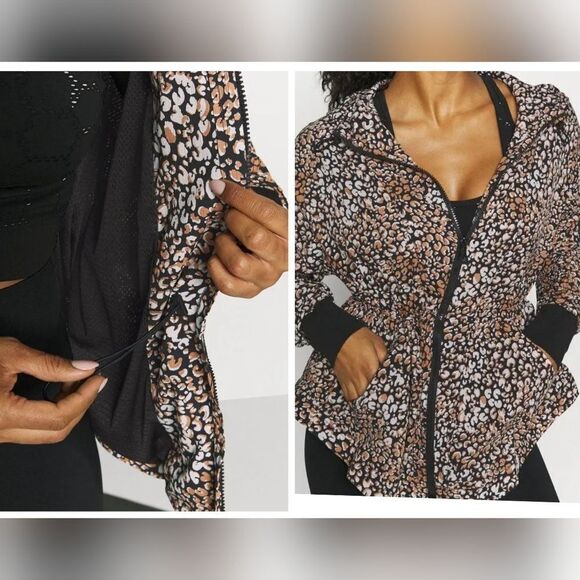 Free people leopard Printed Run Wild hooded Jacket size s - Picture 12 of 13